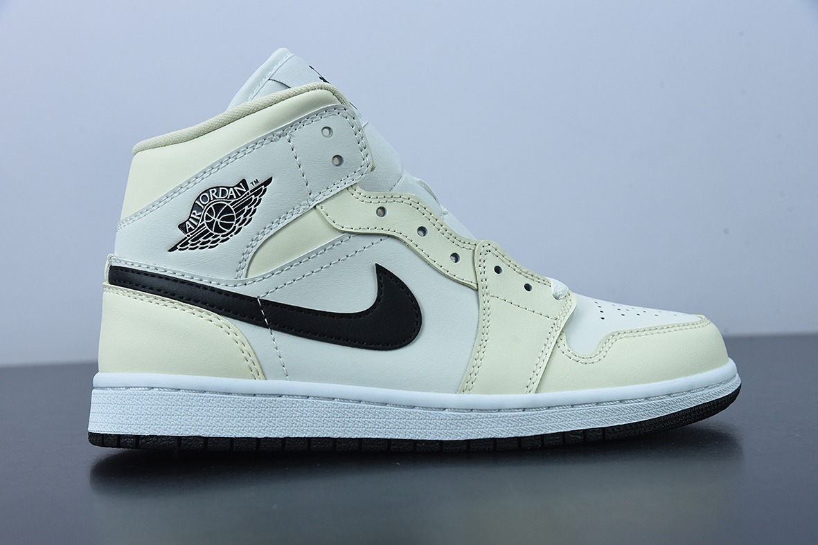Air Jordan 1 Mid AJ1 乔1奶白椰奶 中邦篮球鞋 货号：BQ6472-121
