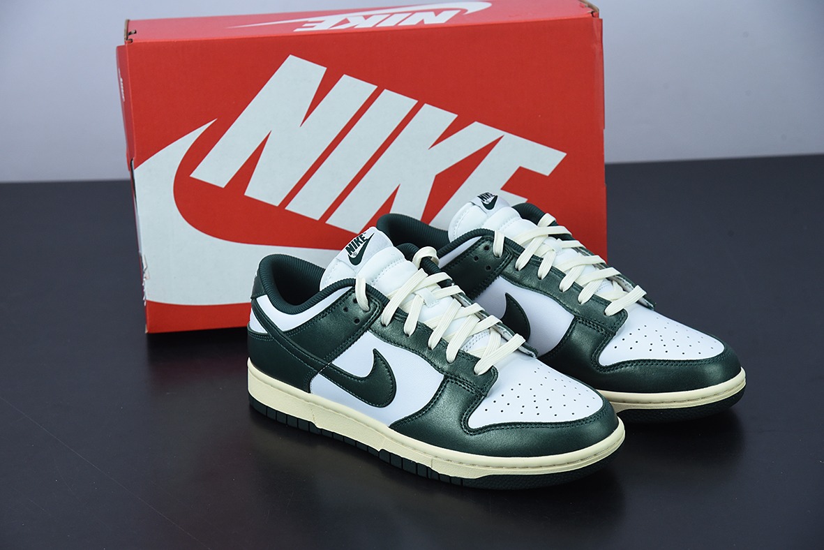 M03B5 纯原版本 NK Dunk Low " Vintage Green" 白绿做旧 低帮运动休闲板鞋货号: DQ8580-100