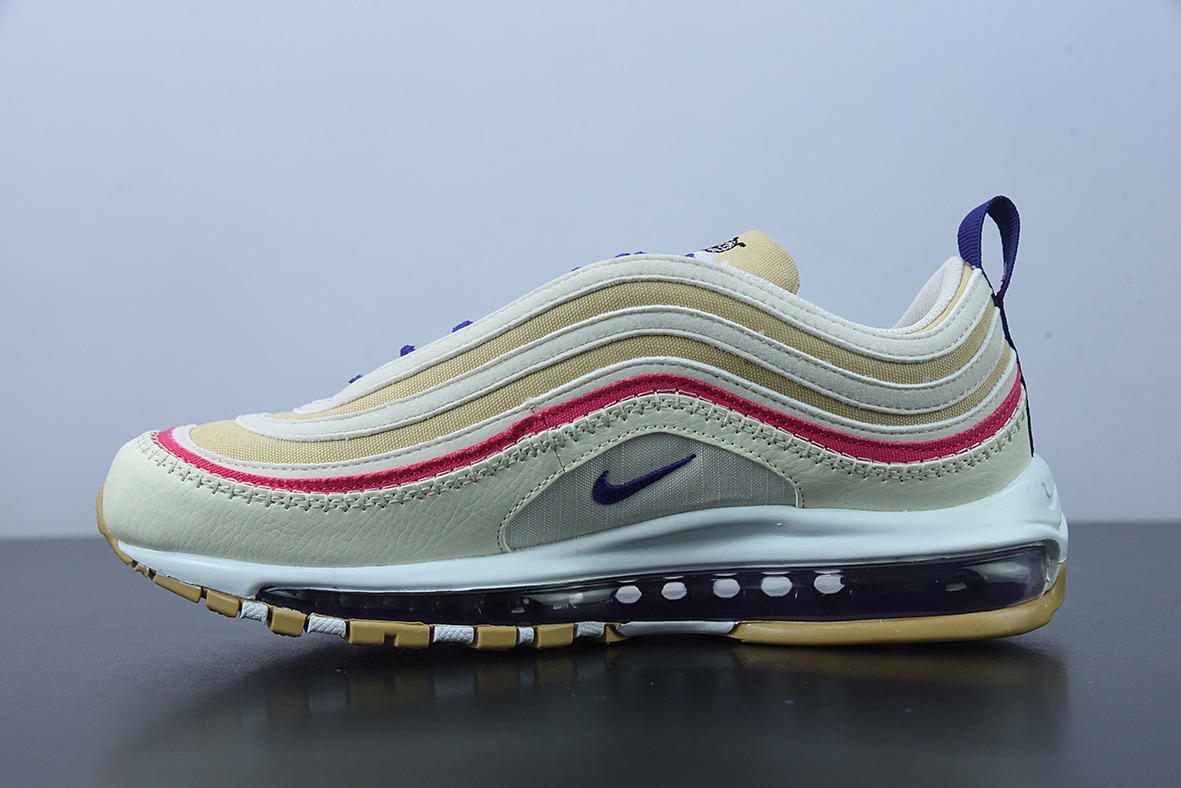 [Air Force Series]Nike Air Max 97 Air Sprung Sesame Beige Purple Casual Runnin