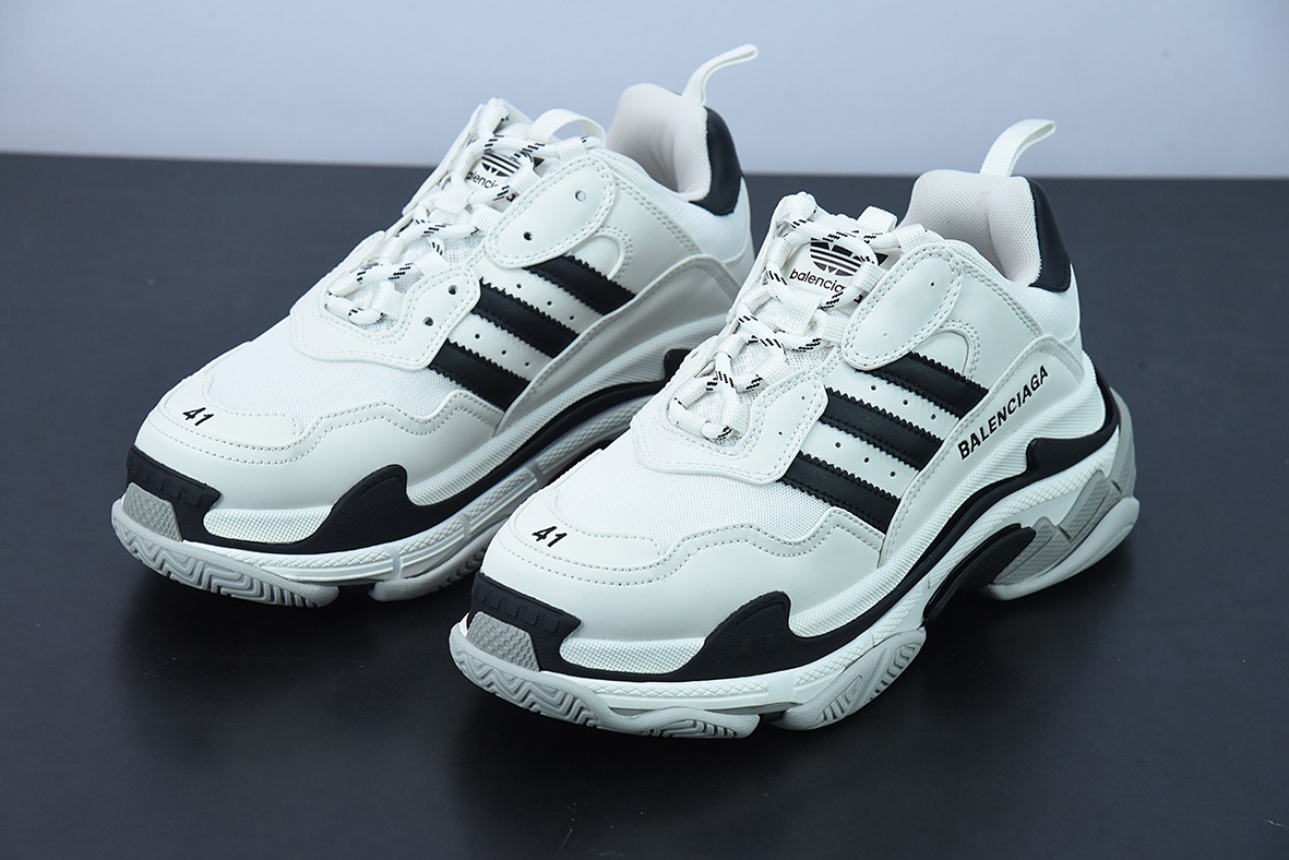 Adidas x Balenciaga Triple S Clear SoleSneaker"White/Black"时装复古厚底增高百搭休闲运动姥爷球鞋5504328000