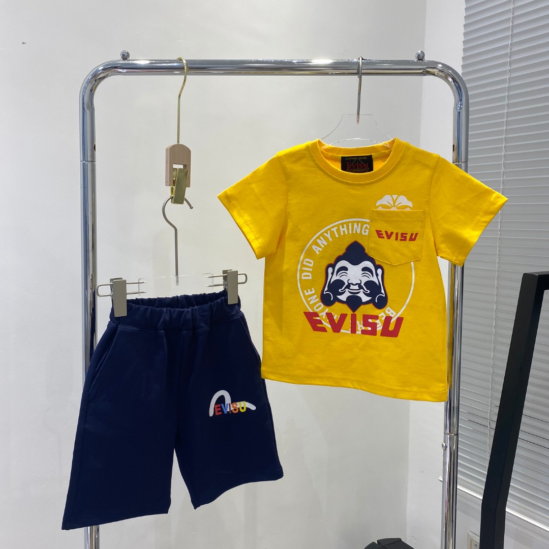 Evisu Short-Sleeve Suit: Unique Design, 3D Pocket, Super-Model, Size 100-150 - 图片 3