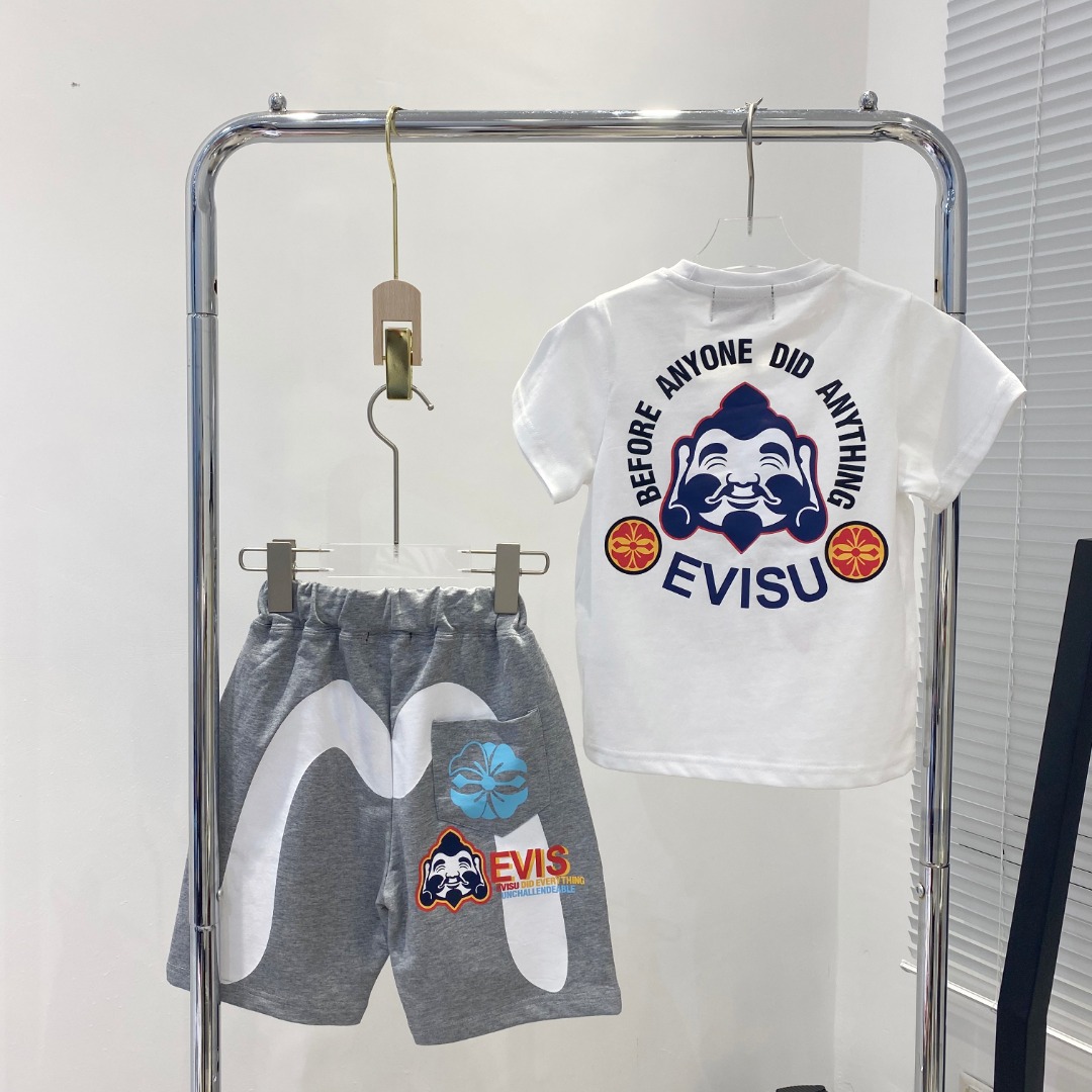 Evisu Short-Sleeve Suit: Unique Design, 3D Pocket, Super-Model, Size 100-150 - 图片 2