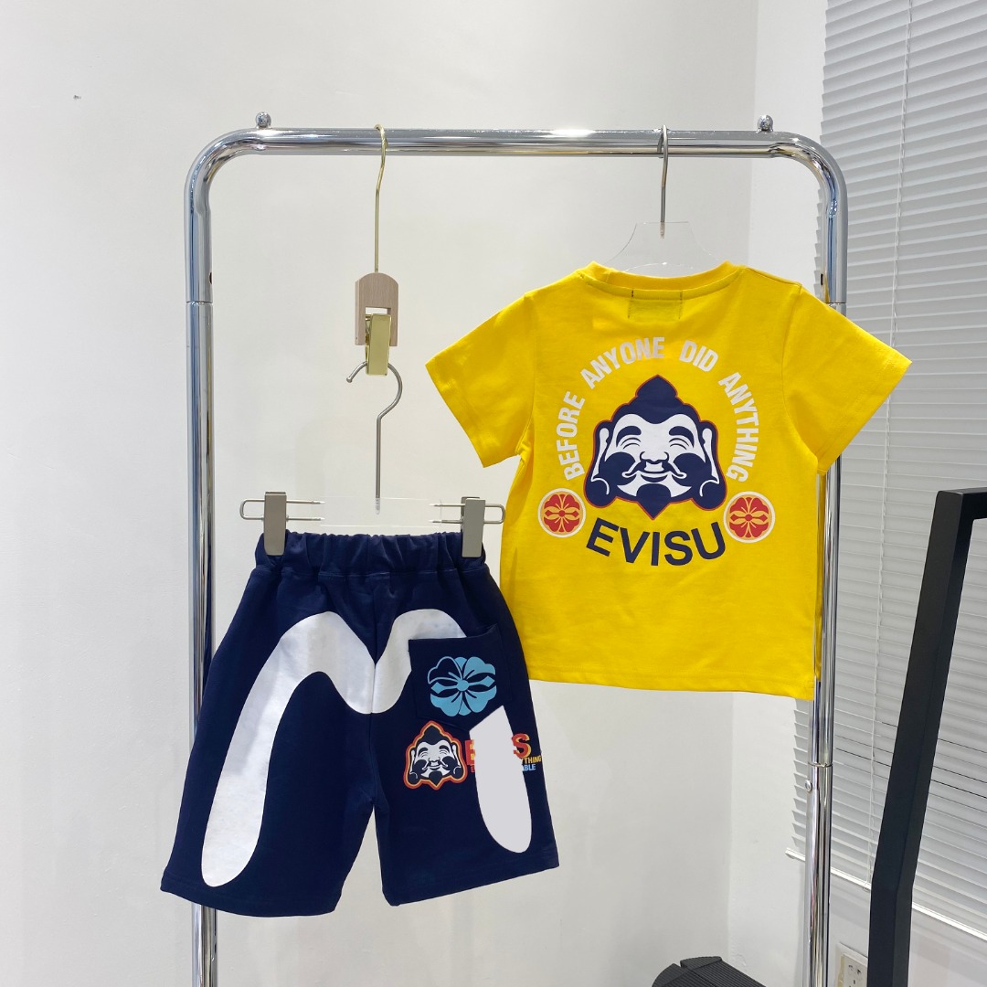 Evisu Short-Sleeve Suit: Unique Design, 3D Pocket, Super-Model, Size 100-150 - 图片 4