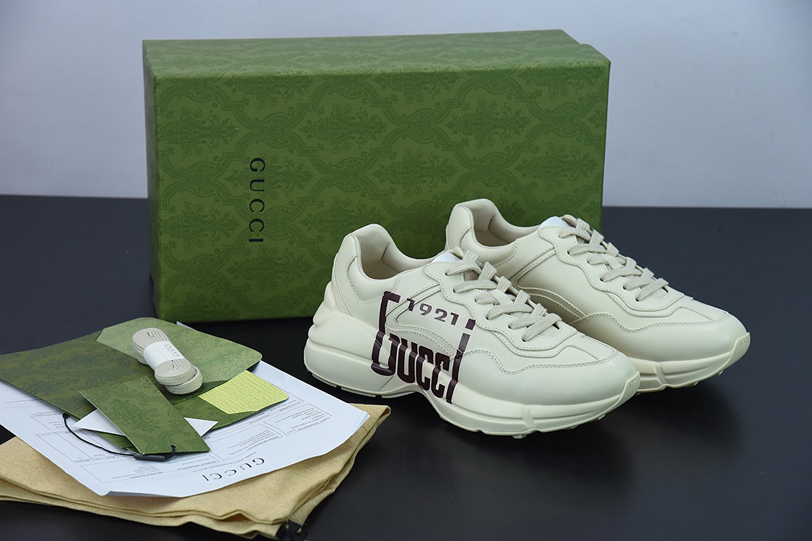 Gucci Rhyton Vintage Trainer Sneaker 古驰老爹5D皮革角状复古慢跑鞋