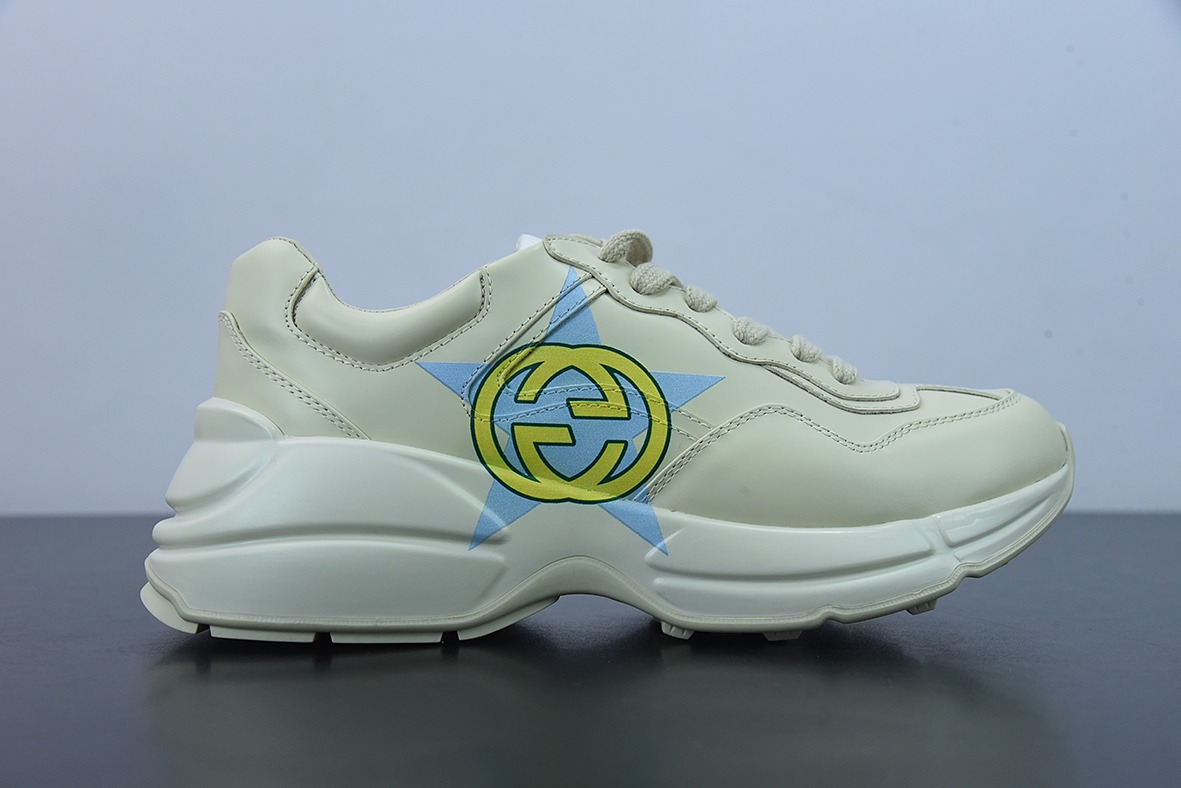 Gucci Rhyton Vintage Trainer Sneaker 古驰老爹5D皮革角状复古慢跑鞋