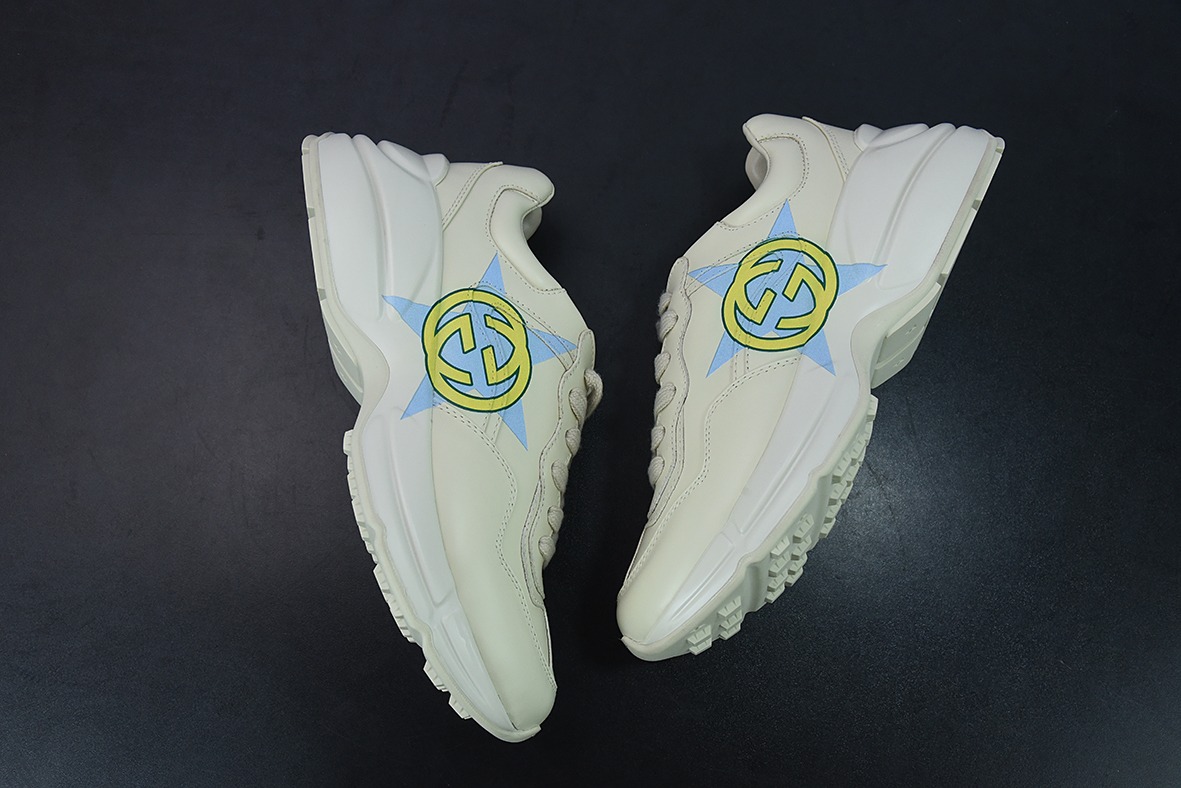 Gucci Rhyton Vintage Trainer Sneaker 古驰老爹5D皮革角状复古慢跑鞋