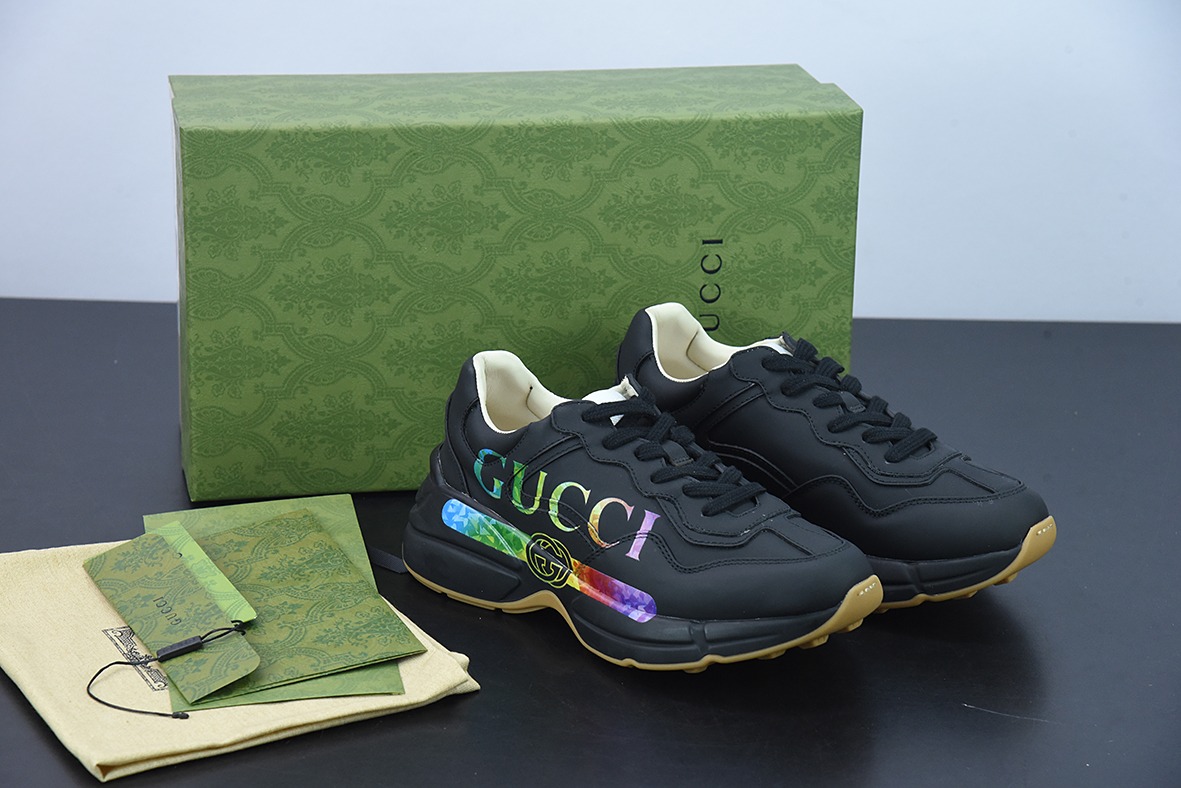 Gucci Rhyton Vintage Trainer Sneaker 古驰老爹5D皮革角状复古慢跑鞋