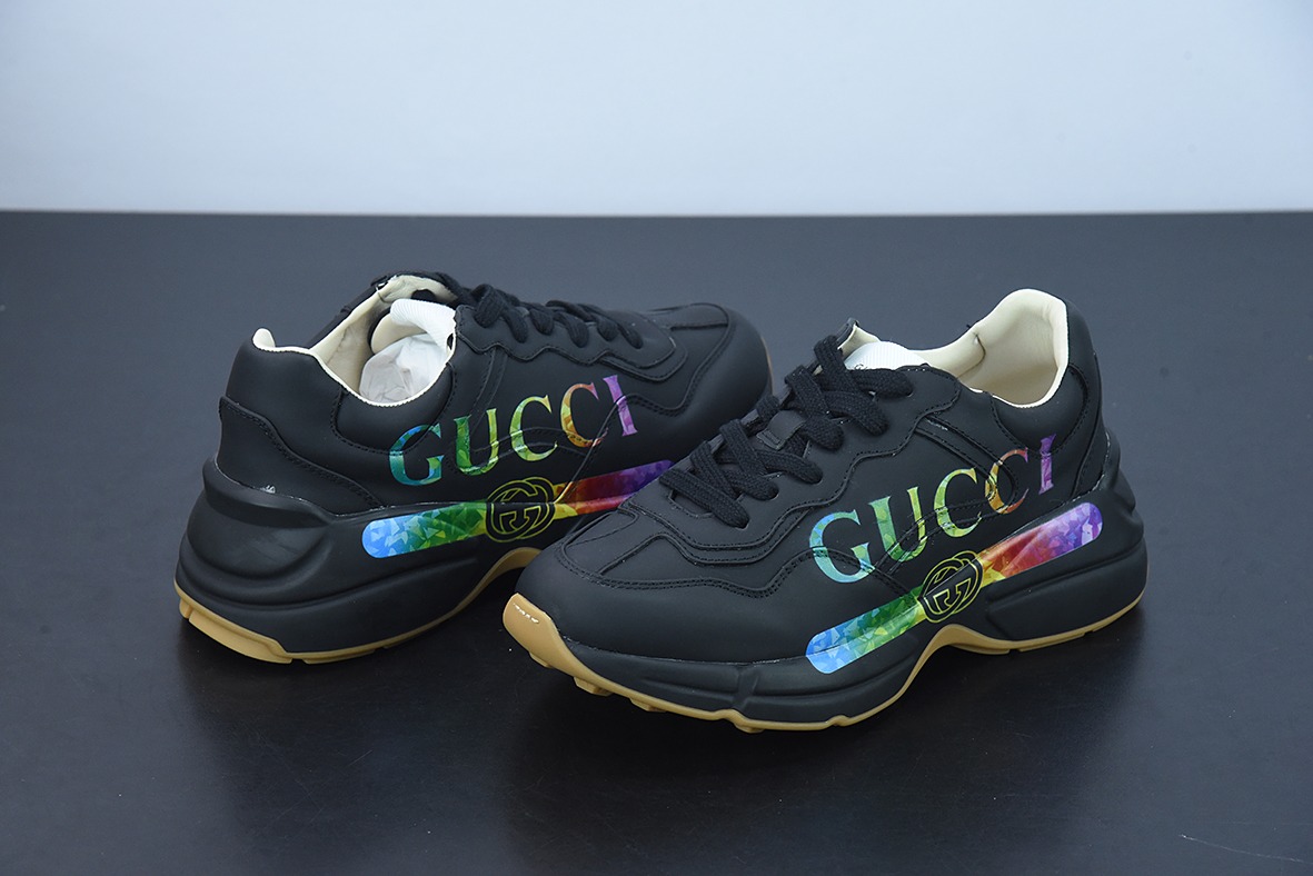 Gucci Rhyton Vintage Trainer Sneaker 古驰老爹5D皮革角状复古慢跑鞋