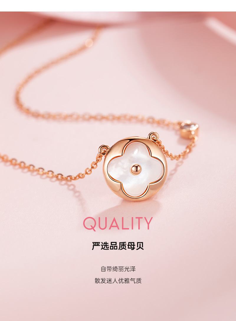 【礼遇国庆🛍十一放价】💰160 LV圆形白贝母圆形项链+手链套装，925纯银版真空电镀18Ｋ玫瑰金项链，镶嵌施华洛世奇水钻💎 点缀旁边链身 非常秀气！即今日起，凡购买套装礼品，赠送情人节“七夕版”礼盒！