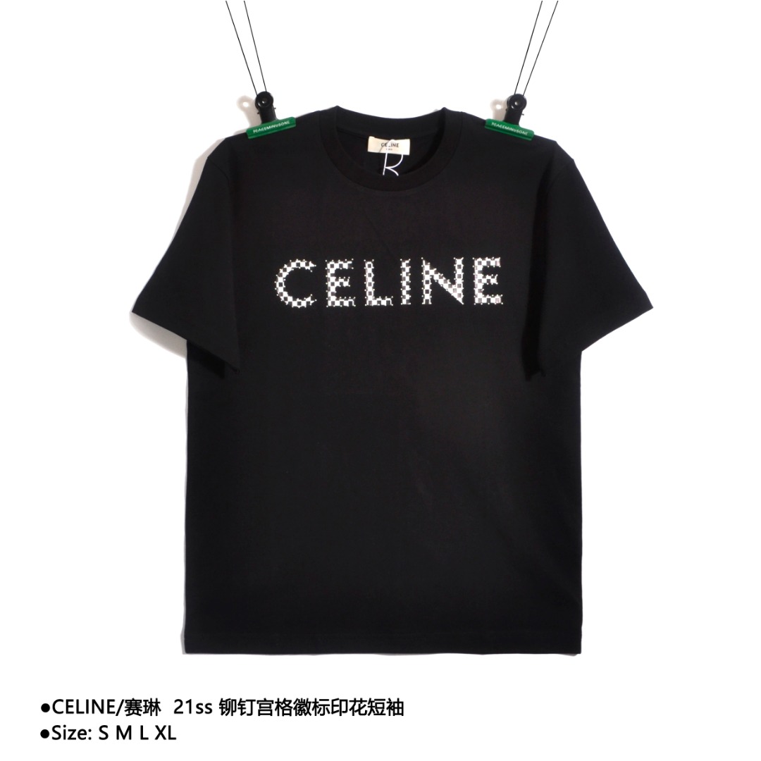 CELINE/赛琳 21ss 铆钉宫格徽标印花短袖 88-56056015