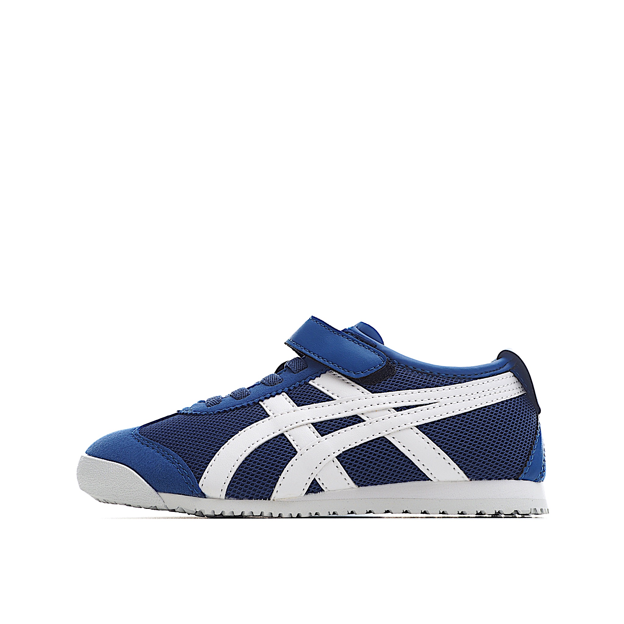 亚瑟士网面单扣儿童鞋24-39 Onitsuka Tiger从款式颜色造型上体现出追求舒适和细节的完美，鞋类更是推崇手工制作的严谨与完美，融舒适性与可穿性的设计风格-选品中心