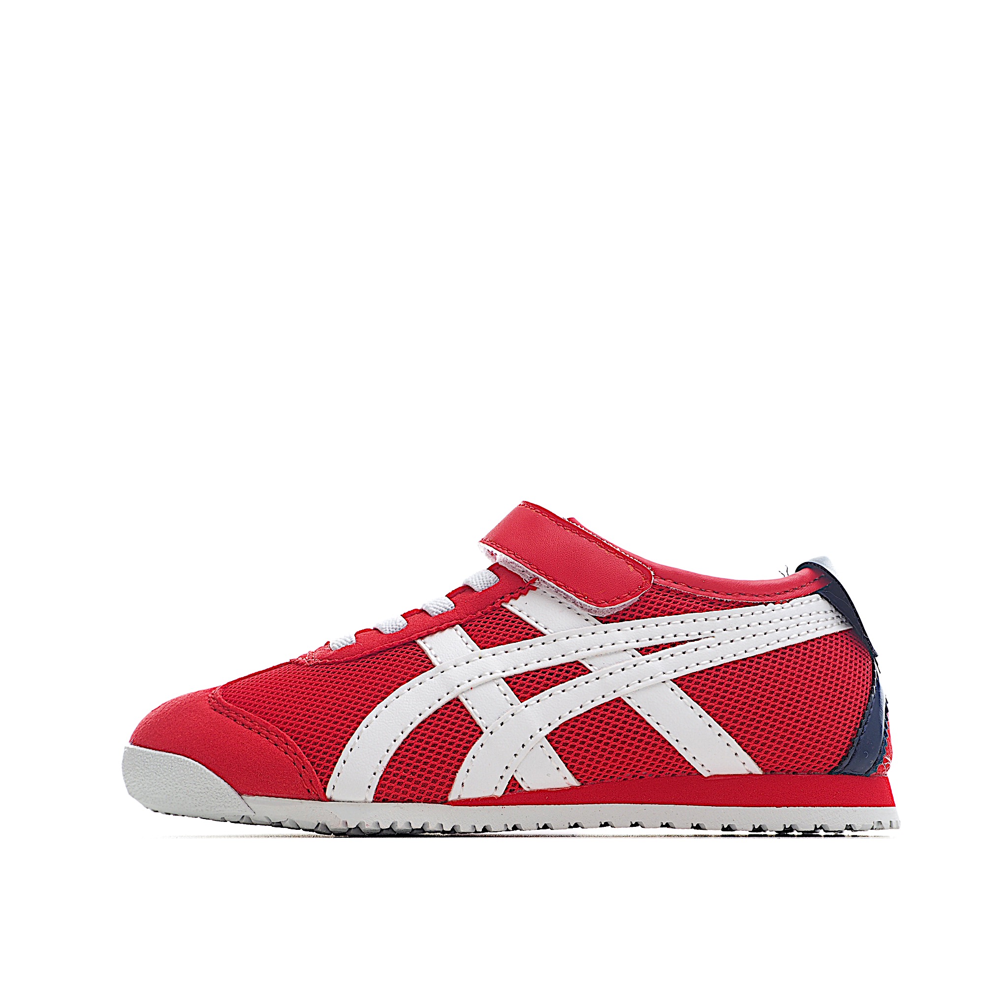 亚瑟士网面单扣儿童鞋24-39 Onitsuka Tiger从款式颜色造型上体现出追求舒适和细节的完美，鞋类更是推崇手工制作的严谨与完美，融舒适性与可穿性的设计风格-选品中心