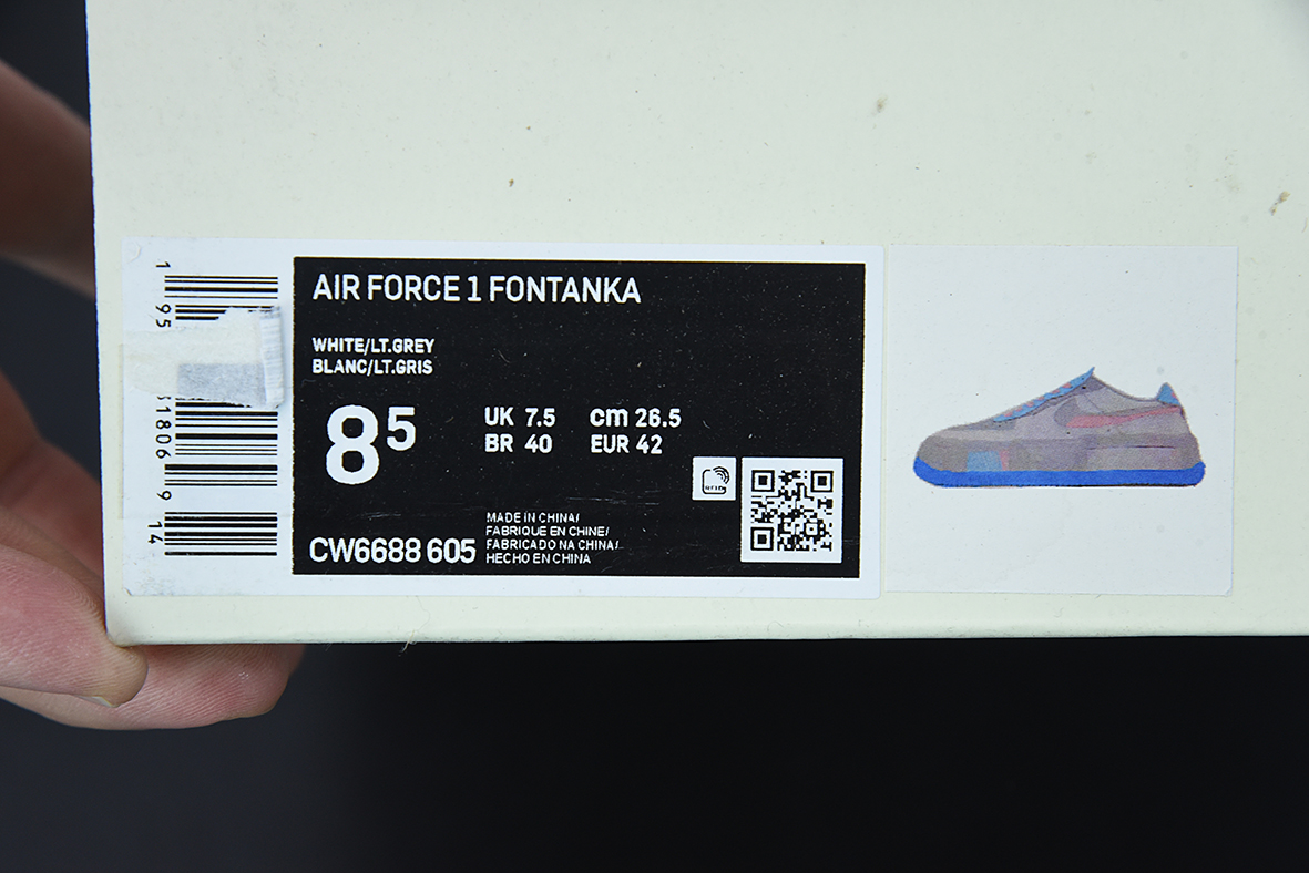 Detalles K01L4 Nike Air Force 1 Fontanka "Gris, rosa, azul y púrpura" Serie Fontanka de la Fuerza Aérea Númer…