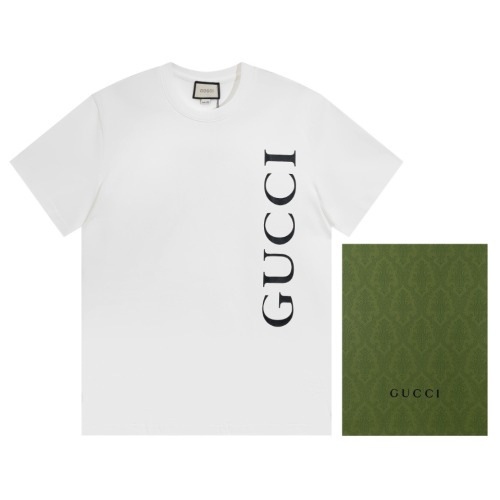 Gucci 2024SS Vertical Logo Print Cotton T-Shirt - Comfortable & Stylish 1 Gucci 2024SS Vertical Logo Print Cotton T-Shirt - Comfortable & Stylish