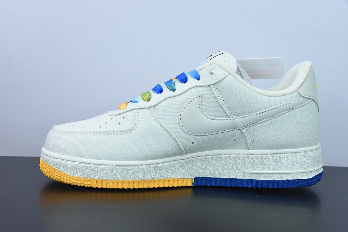 NK Air Force 1空军一号 “帆布金州勇士队米白紫黄蓝迷你双钩子”官方货号:NA2022-004