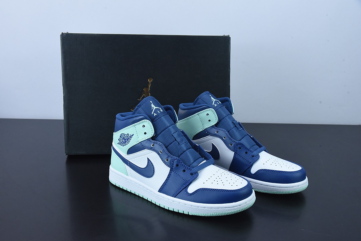 D01D4 纯原版 NK Air Jordan 1 Mid AJ1蓝薄荷 乔1中帮文化篮球鞋 货号：554724-413