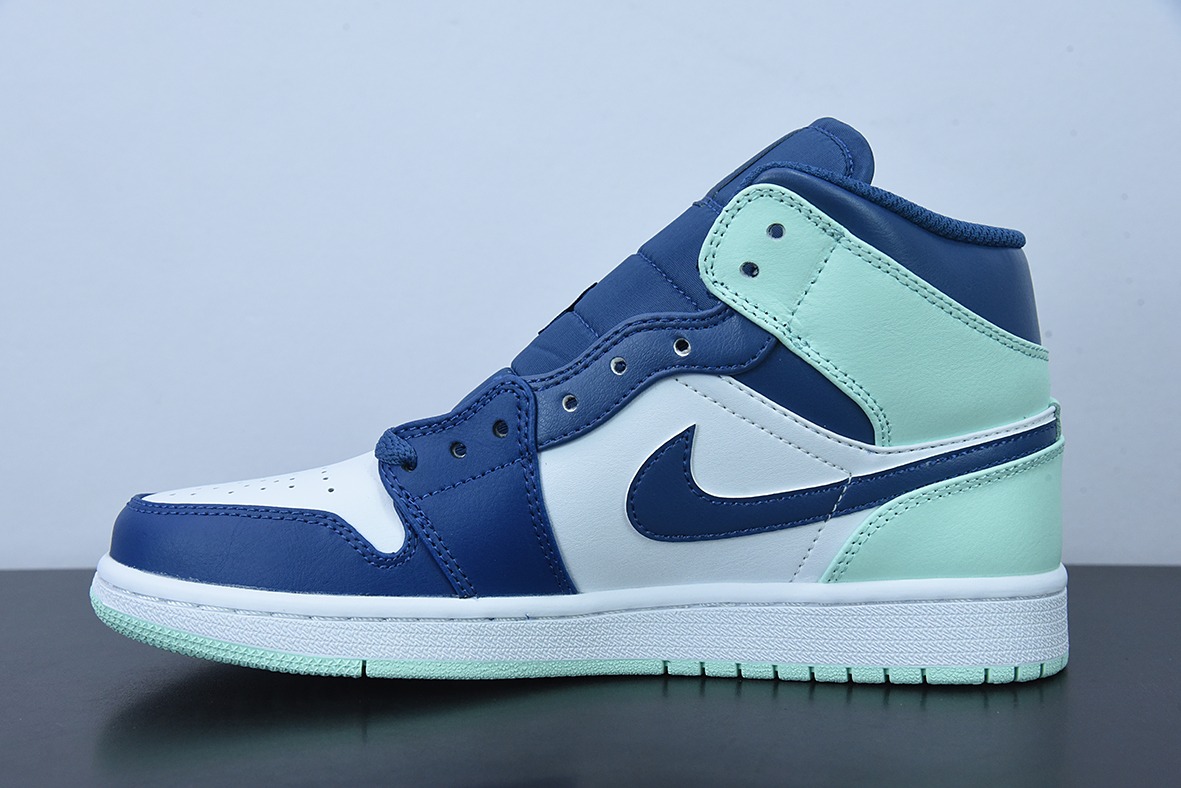 D01D4 纯原版 NK Air Jordan 1 Mid AJ1蓝薄荷 乔1中帮文化篮球鞋 货号：554724-413