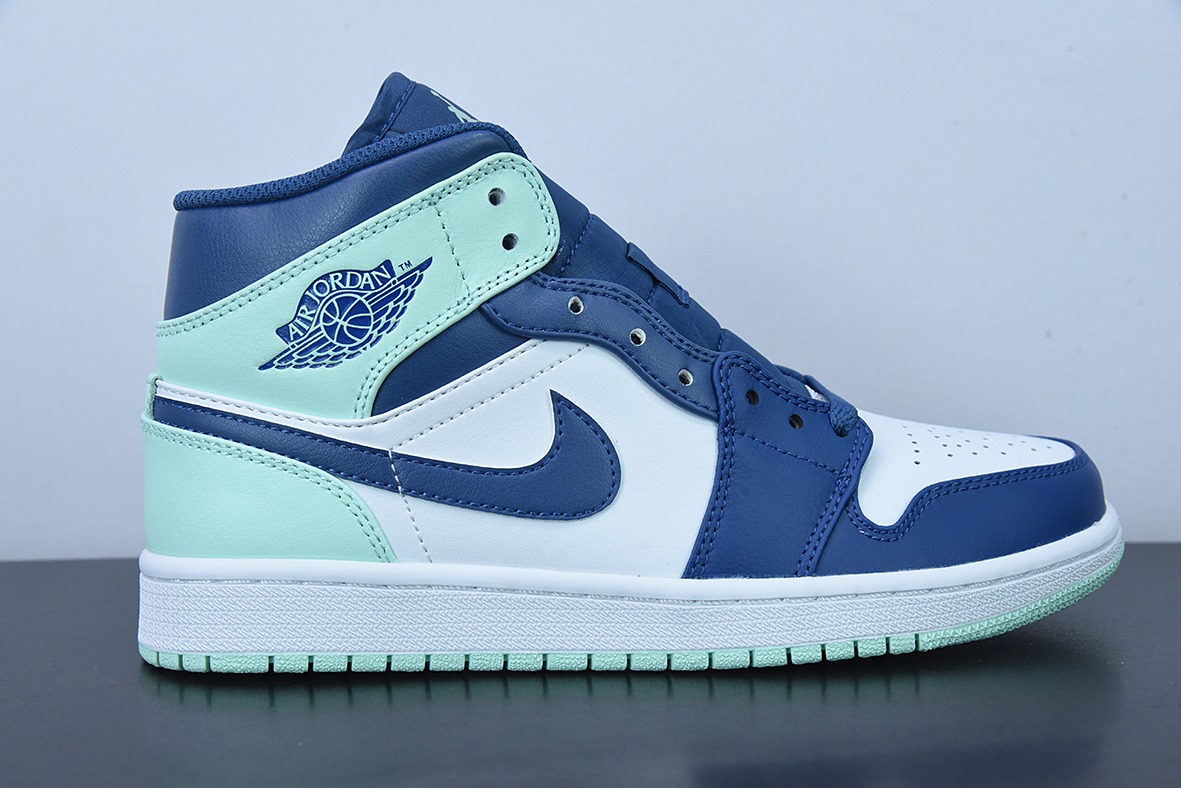 D01D4 纯原版 NK Air Jordan 1 Mid AJ1蓝薄荷 乔1中帮文化篮球鞋 货号：554724-413