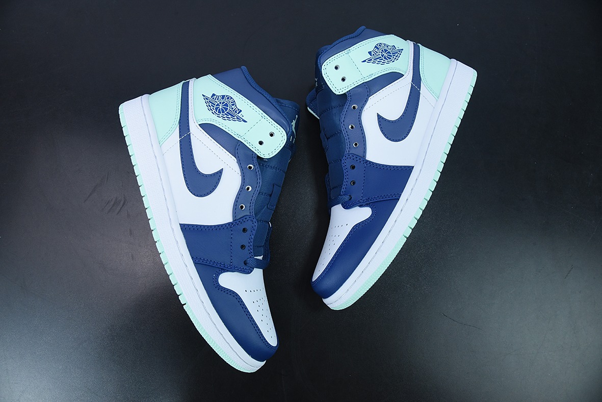 D01D4 纯原版 NK Air Jordan 1 Mid AJ1蓝薄荷 乔1中帮文化篮球鞋 货号：554724-413