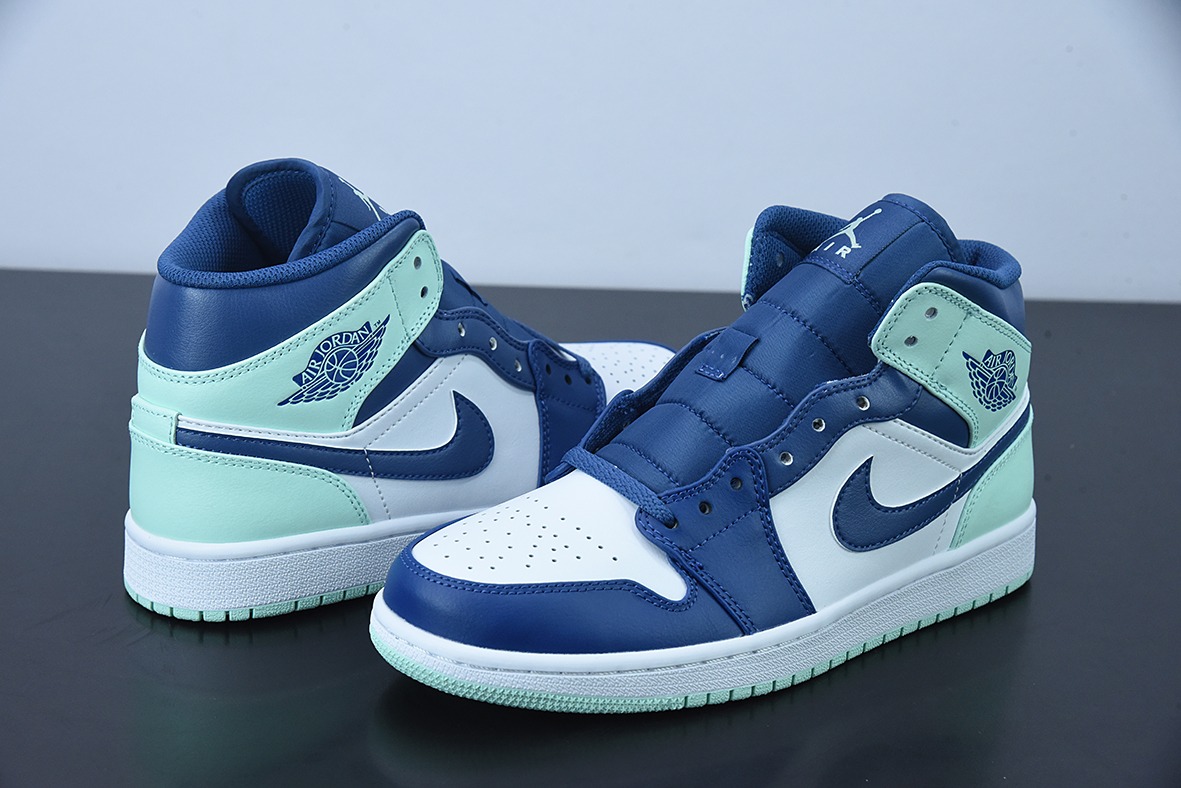 D01D4 纯原版 NK Air Jordan 1 Mid AJ1蓝薄荷 乔1中帮文化篮球鞋 货号：554724-413