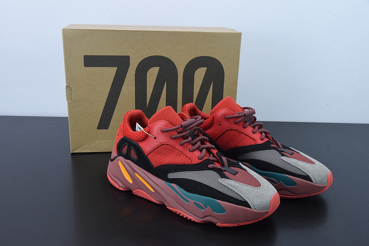 O08O5纯原版本 Adidas originals Yeezy Boost 700 V2 “Hi—Res Red”暗红 低帮减震老爹鞋 男女同款