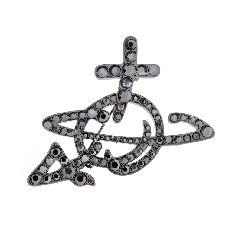 NO:103277,Queen Mother's line full of diamond arrow Saturn brooch-Titanium black, Queen Mother's brooch, brooch, breastpin19860909西太后线条满钻箭头土星胸针-钛黑,西太后胸针,brooch，breastpin,Jewelry