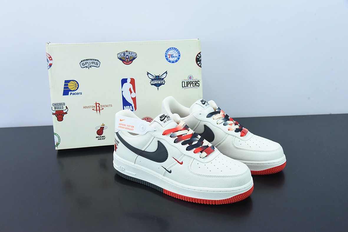 Nk Air Force 1 AF1 空军一号/低帮 白黑红 帆布 多钩 NBA芝加哥公牛 城市限定款货号:NA2022-005