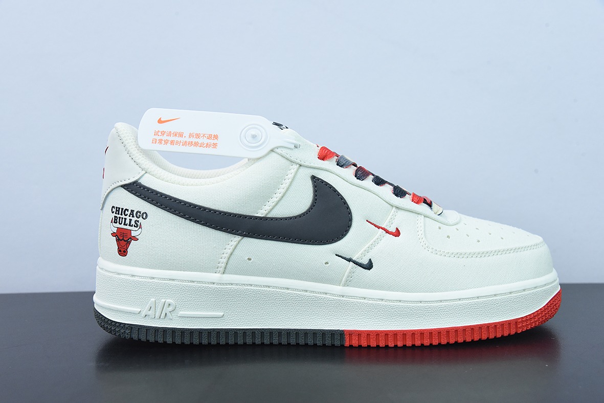 Nk Air Force 1 AF1 空军一号/低帮 白黑红 帆布 多钩 NBA芝加哥公牛 城市限定款货号:NA2022-005