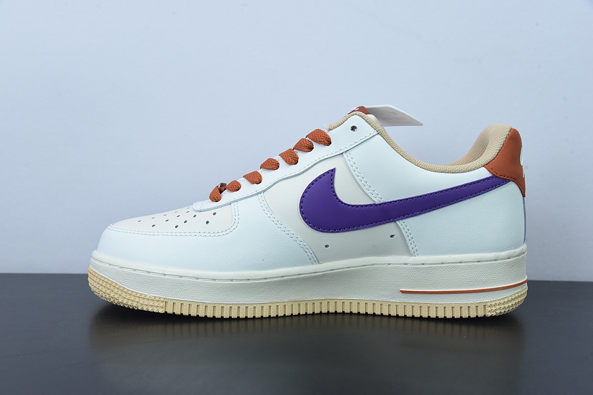 Nk Air Force 1’07 LV8"Milk White/Purple/Dark Orange"空军一号“拼接米白深紫暗橙”低帮运动鞋货号:CW3388-205