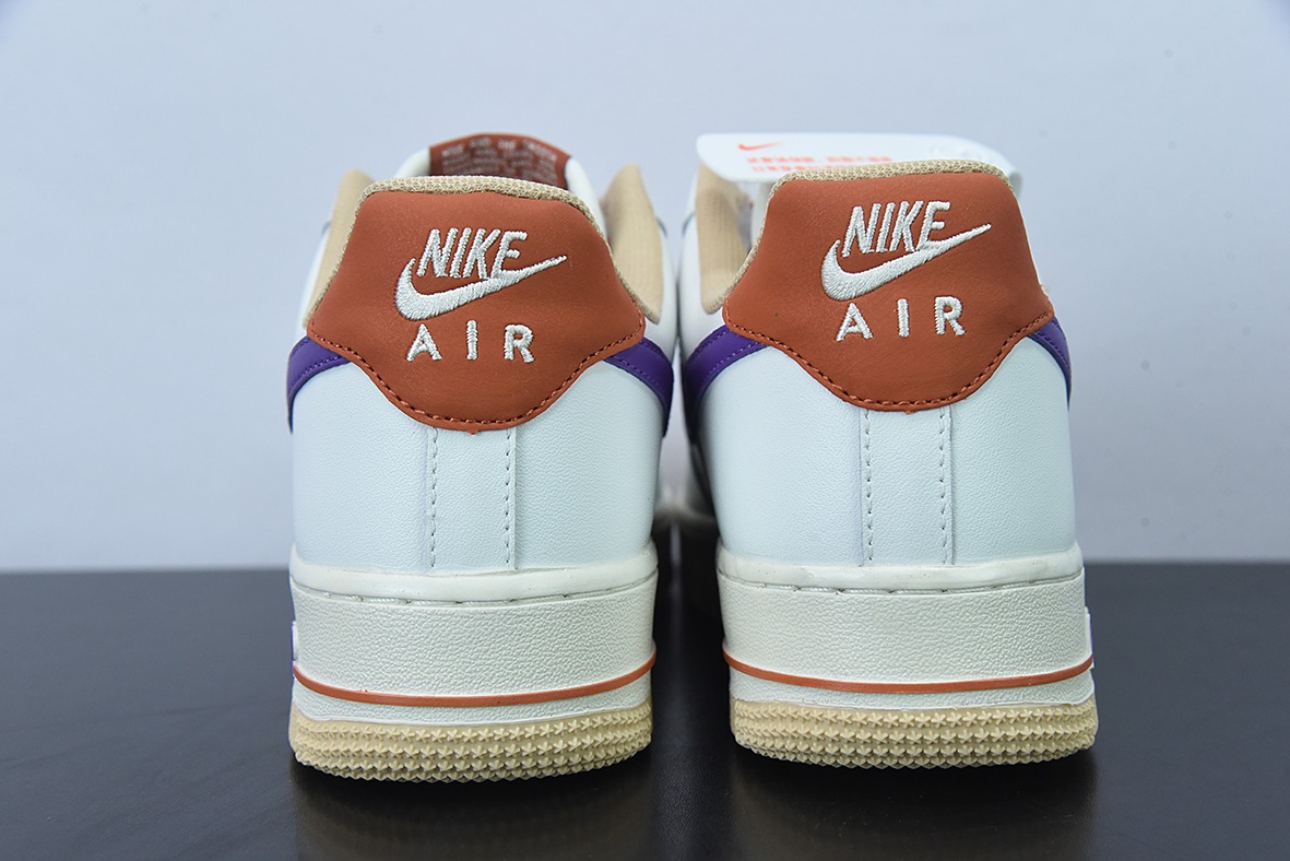 Nk Air Force 1’07 LV8"Milk White/Purple/Dark Orange"空军一号“拼接米白深紫暗橙”低帮运动鞋货号:CW3388-205