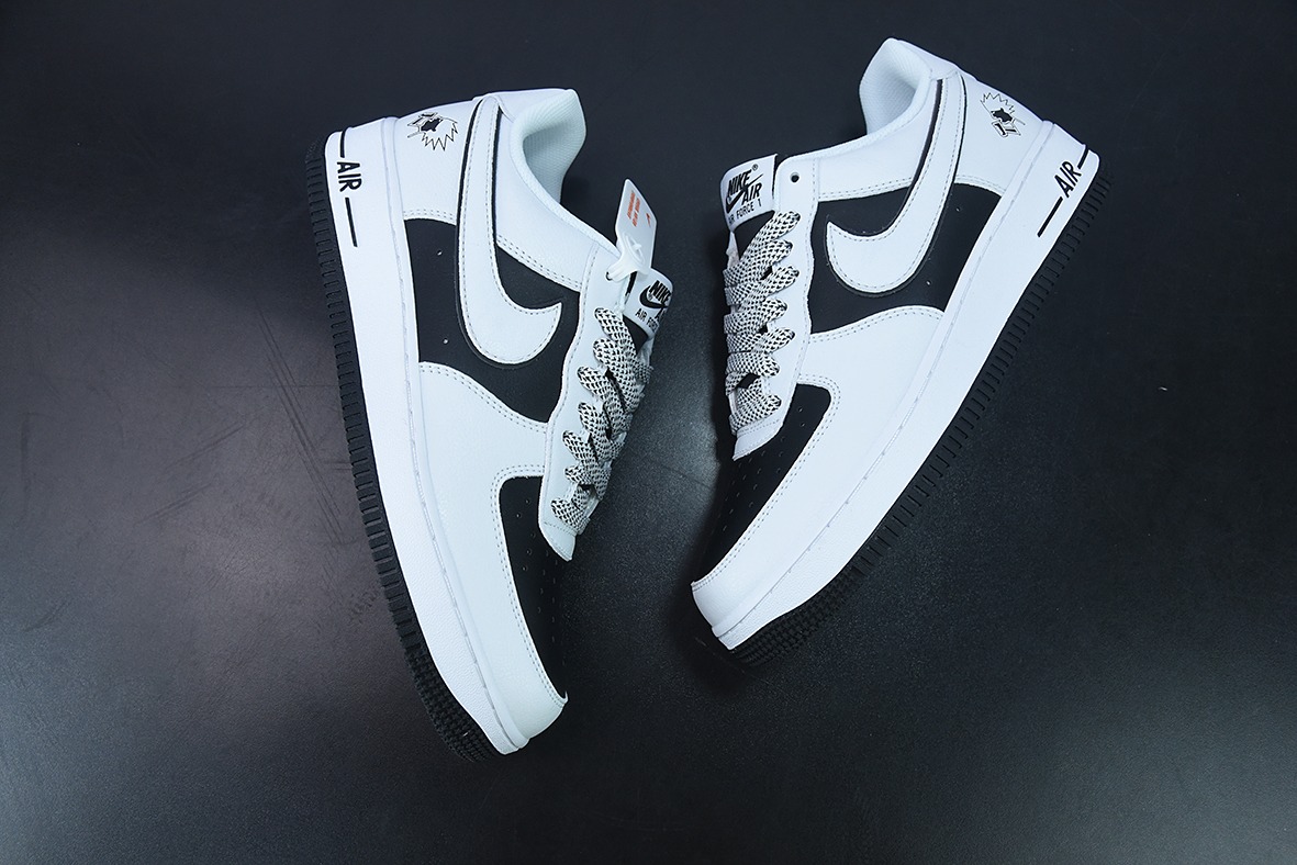 Nike Air Force 1 07 Low"喜茶HEYTEA"空军一号低皮革白黑炸毛喜茶低帮运动跑鞋货号:K08969-756
