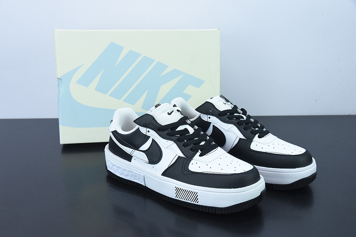 Nike Wmns Air Force 1 Fontanka”Black/White/Grey”空军一号皮革黑白深