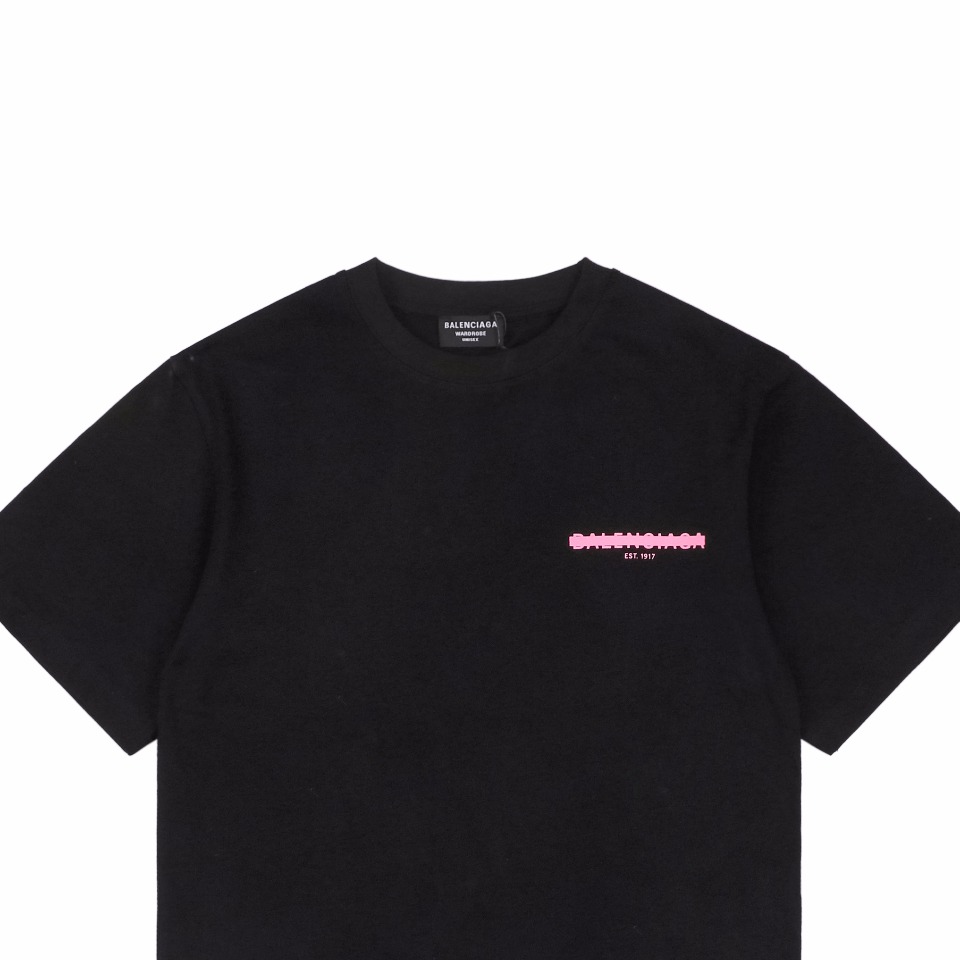 Balenciaga/巴黎世家 22ss 粉字母胶带印花短袖