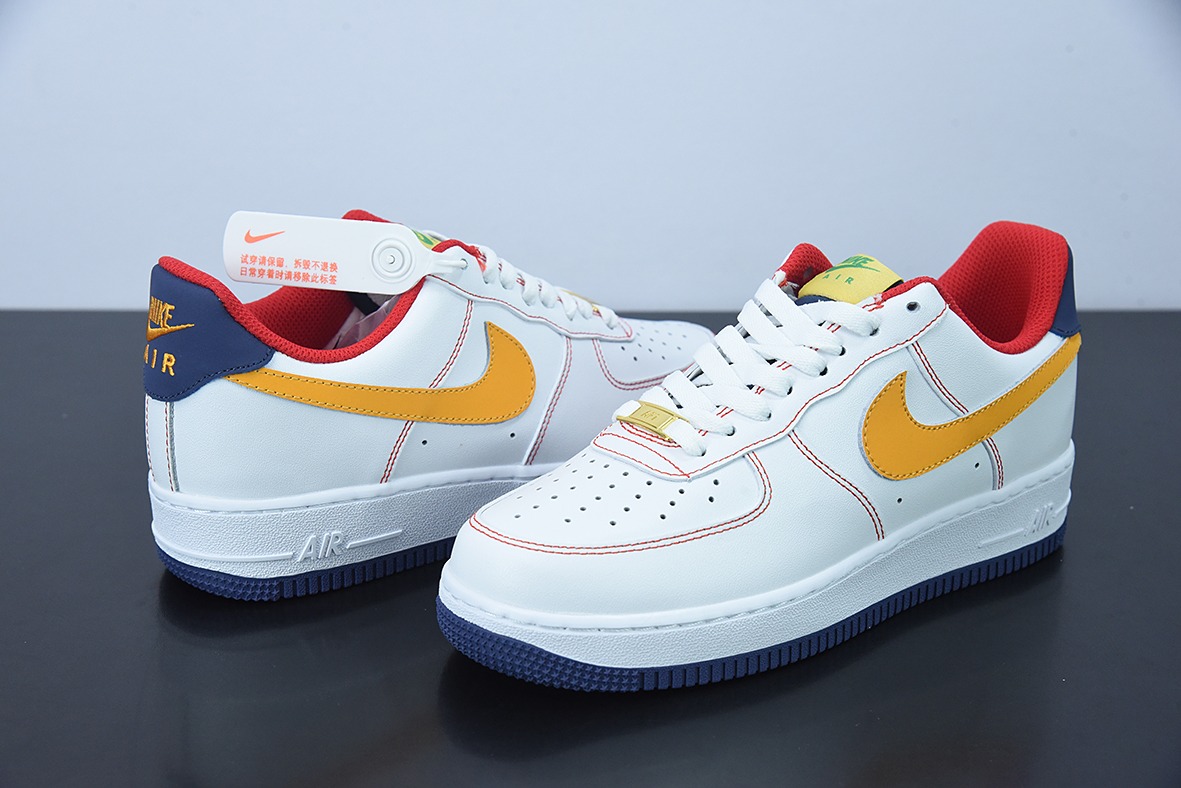 Nk Air Force 1'07 Low“皮革白橙勾 空军一号低帮休闲板鞋 货号：AF1234-010