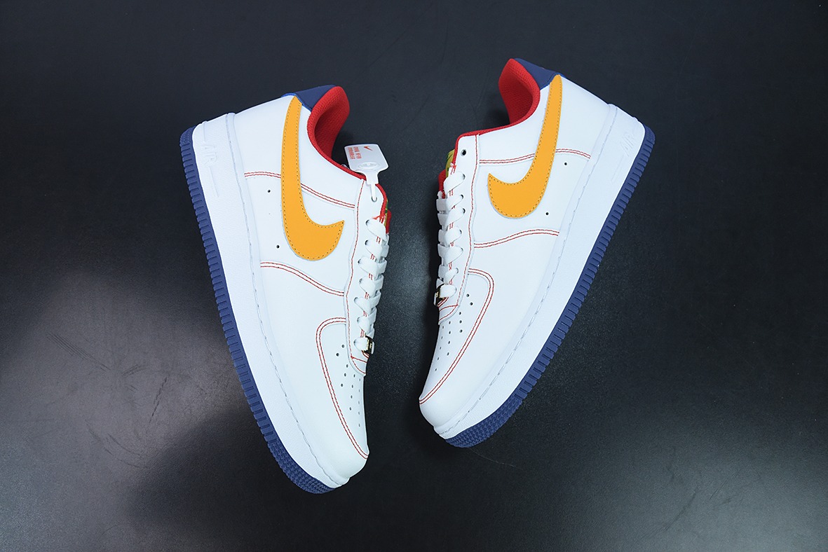 Nk Air Force 1'07 Low“皮革白橙勾 空军一号低帮休闲板鞋 货号：AF1234-010