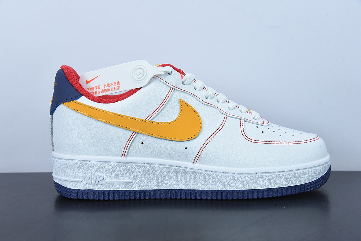 Nk Air Force 1'07 Low“皮革白橙勾 空军一号低帮休闲板鞋 货号：AF1234-010