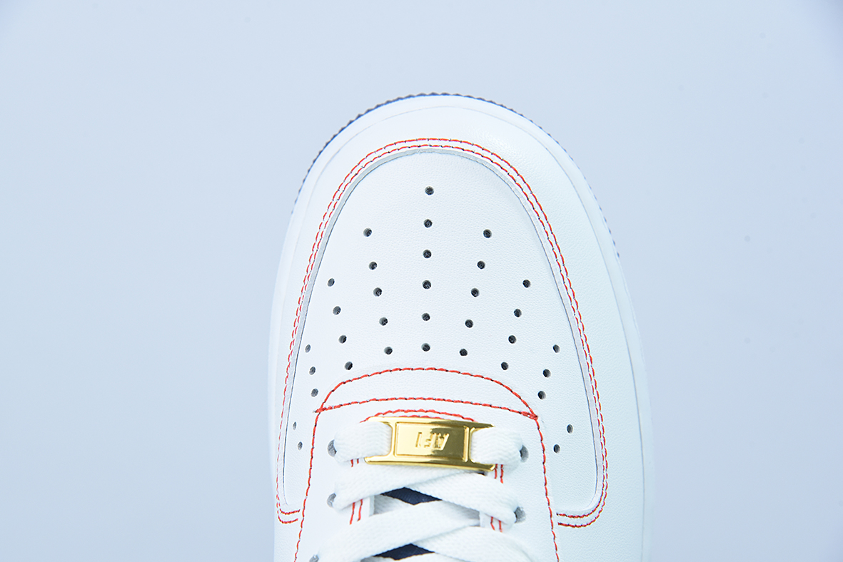 Nk Air Force 1'07 Low“皮革白橙勾 空军一号低帮休闲板鞋 货号：AF1234-010