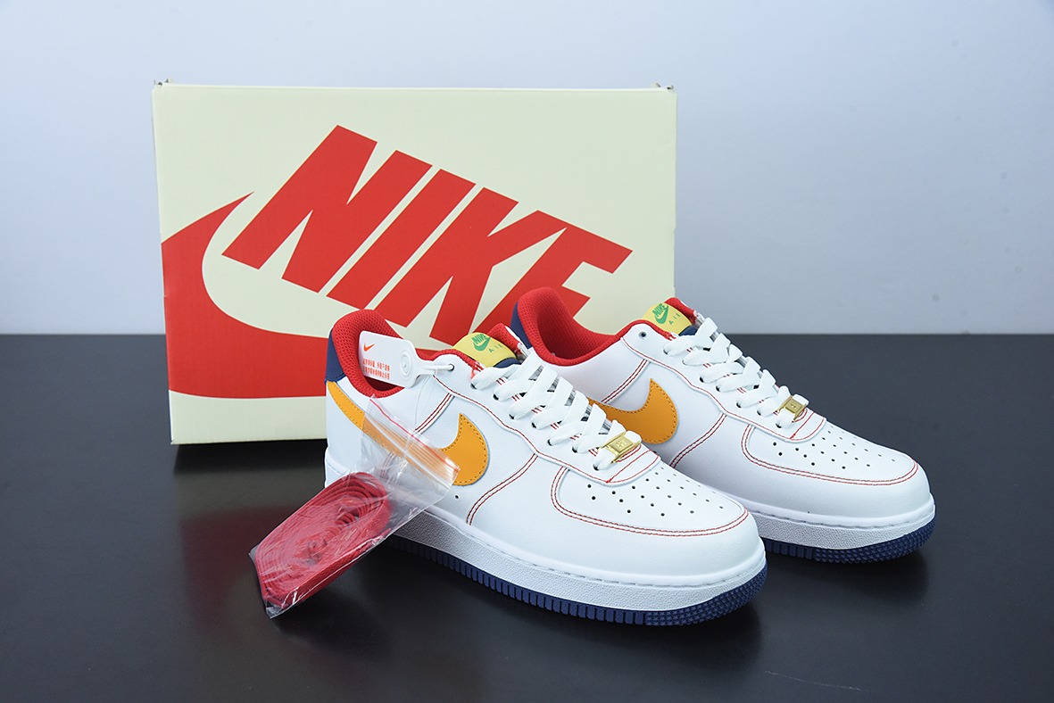 Nk Air Force 1'07 Low“皮革白橙勾 空军一号低帮休闲板鞋 货号：AF1234-010
