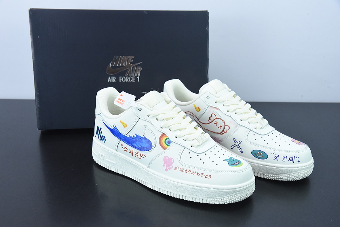 Nike Air Force 1 Low’07 彩虹涂鸦 空军一号低帮休闲板鞋货号：CW2288-333
