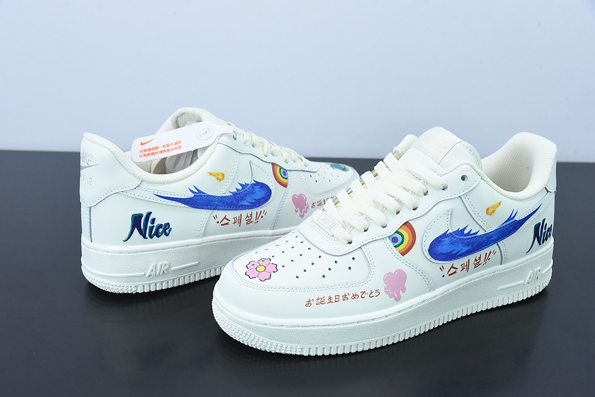 Nike Air Force 1 Low’07 彩虹涂鸦 空军一号低帮休闲板鞋货号：CW2288-333