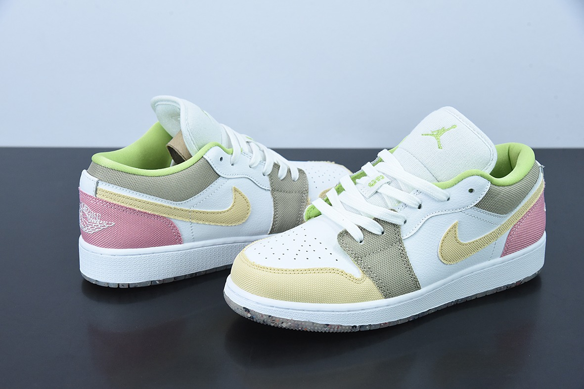 纯原版  Air Jordan 1 Low AJ1白粉棕拼接休闲女子低帮货号：DJ0341-100