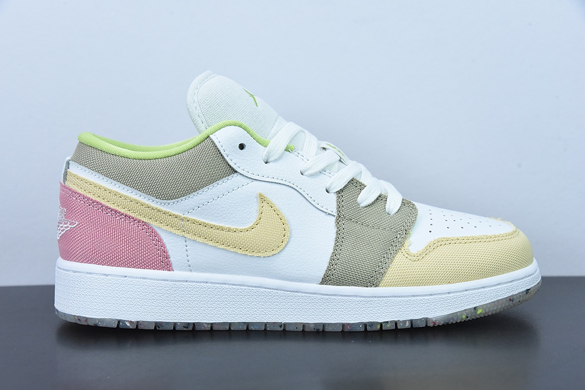 纯原版  Air Jordan 1 Low AJ1白粉棕拼接休闲女子低帮货号：DJ0341-100