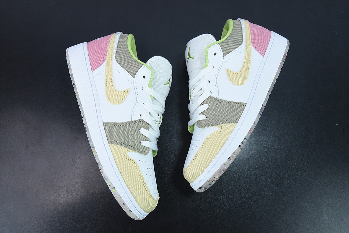 纯原版  Air Jordan 1 Low AJ1白粉棕拼接休闲女子低帮货号：DJ0341-100