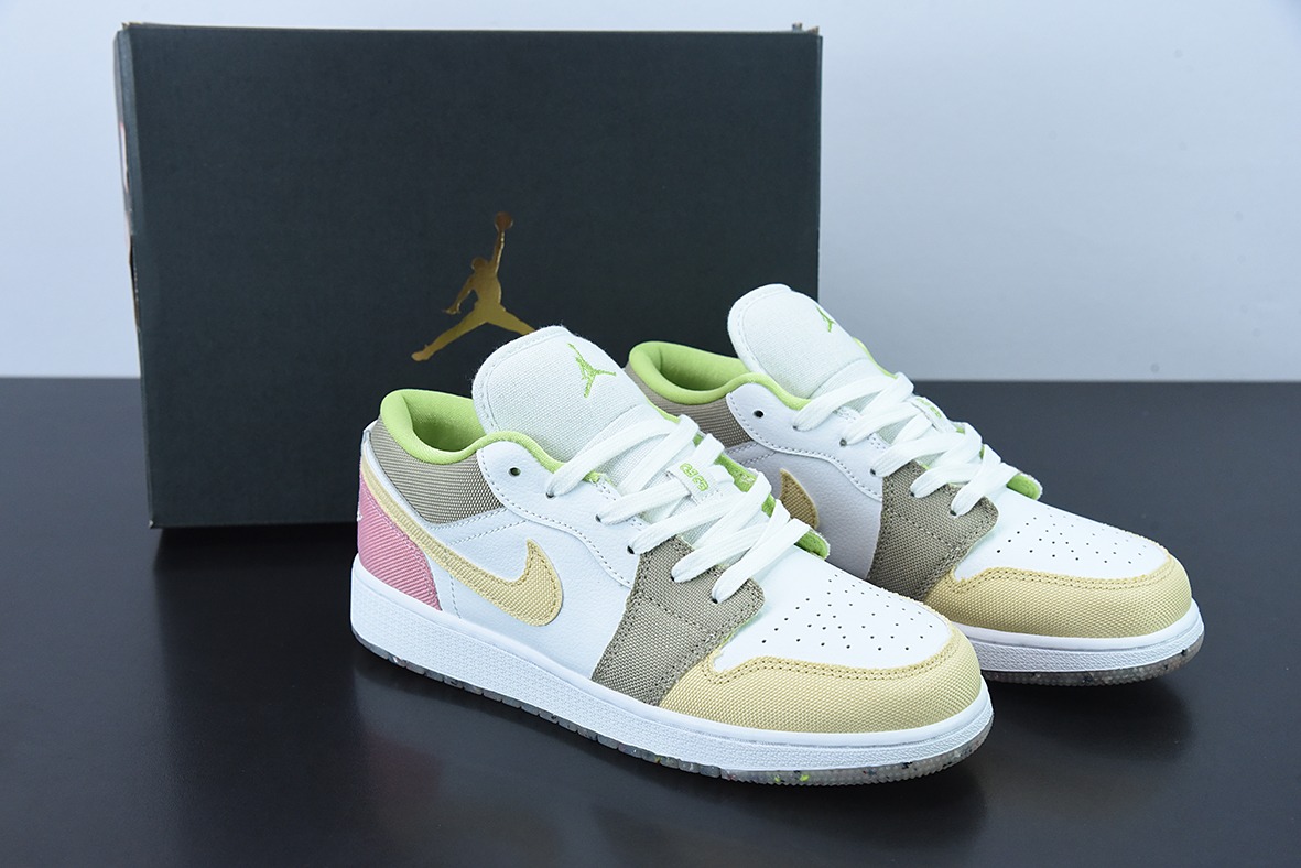 纯原版  Air Jordan 1 Low AJ1白粉棕拼接休闲女子低帮货号：DJ0341-100
