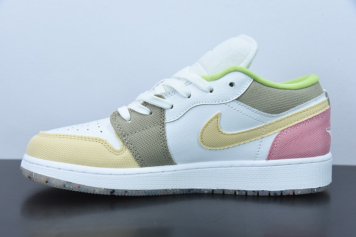 纯原版  Air Jordan 1 Low AJ1白粉棕拼接休闲女子低帮货号：DJ0341-100