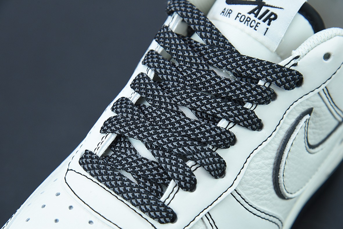 UNDEFEATED x Air Force 1´07"Beige/Black 3M"空军一号经典皮革米白黑五杠3M反光”低帮 货号:HL5263-896