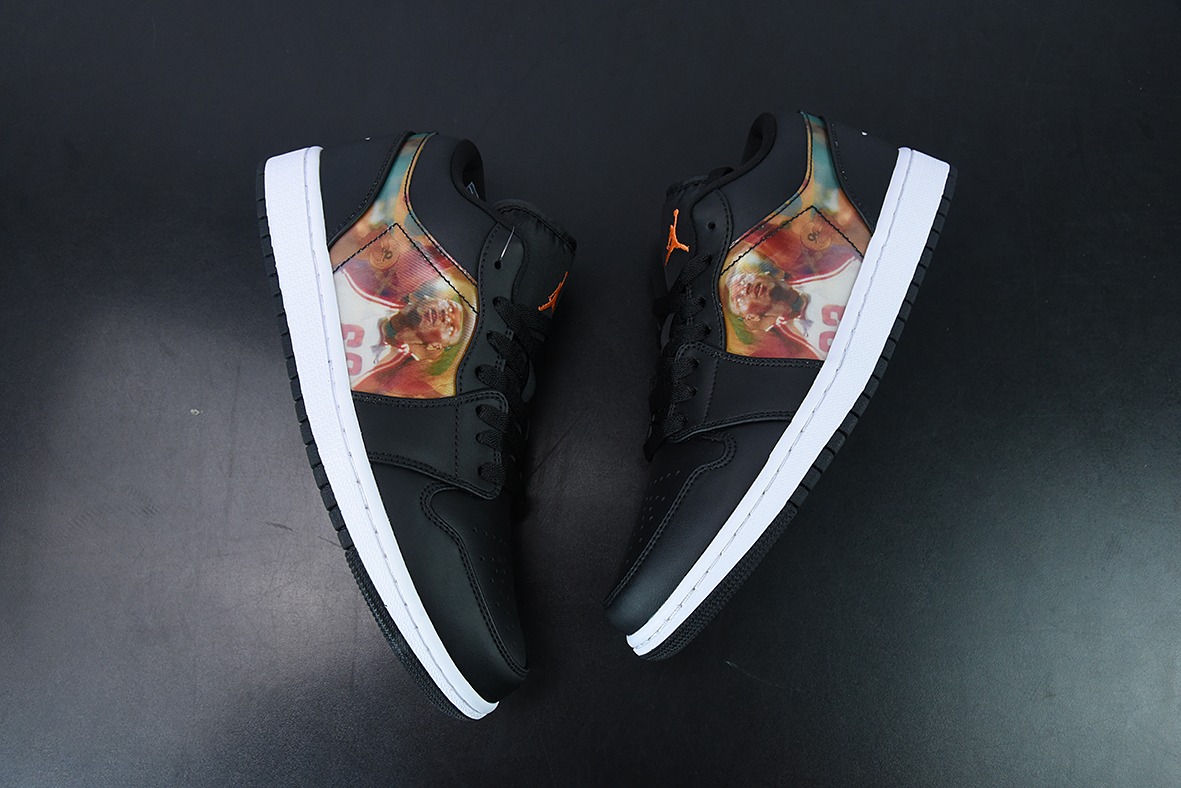 Air Jordan aj1 AJ1 乔丹1代 乔1低帮系列Air Jordan 1 Low 全息投影 黑白炫彩 货号:DR9497-001