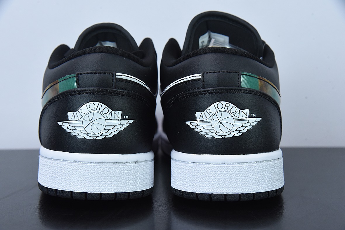 Air Jordan aj1 AJ1 乔丹1代 乔1低帮系列Air Jordan 1 Low 全息投影 黑白炫彩 货号:DR9497-001
