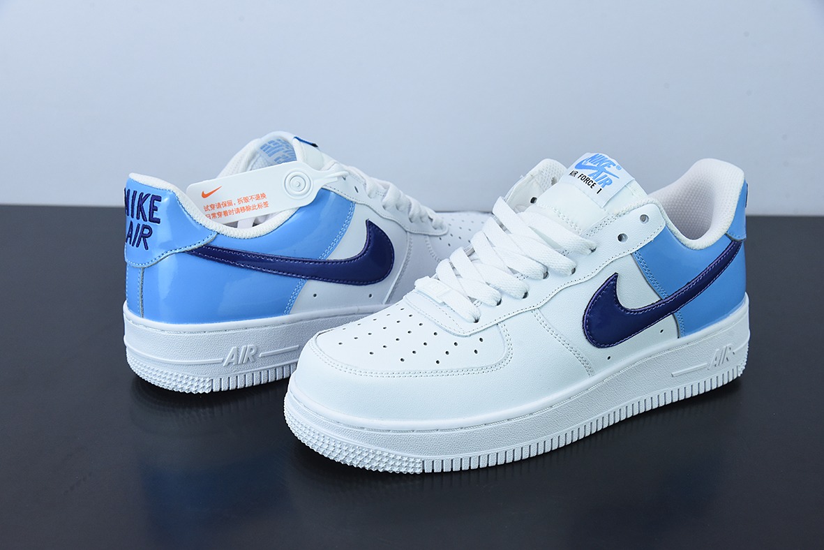 耐克Nike Air Force 1’07 Low"White/University Blue/Purple"空军一号经典 拼接白北卡蓝深紫钩”低帮运动 货号:DJ9942-400