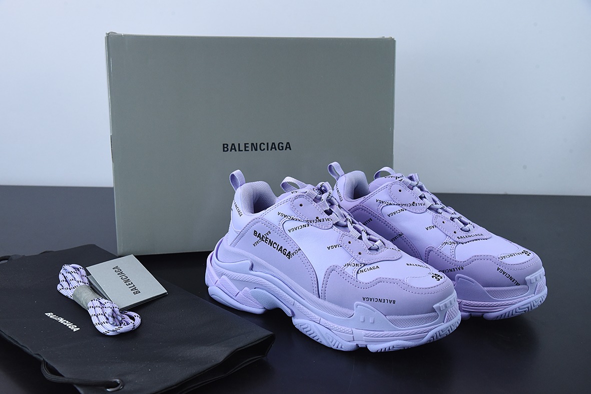 巴黎世家/Balenciaga 巴黎世家三代  紫色弹幕做旧厚底老爹鞋